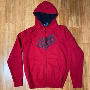 Fox Full Zip Hoodie Sweatshirt Graphic Logo Men's Size Large